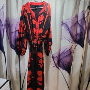 Ashley Stewart Red and Black Long Sleeve Dress. Size 14/16..